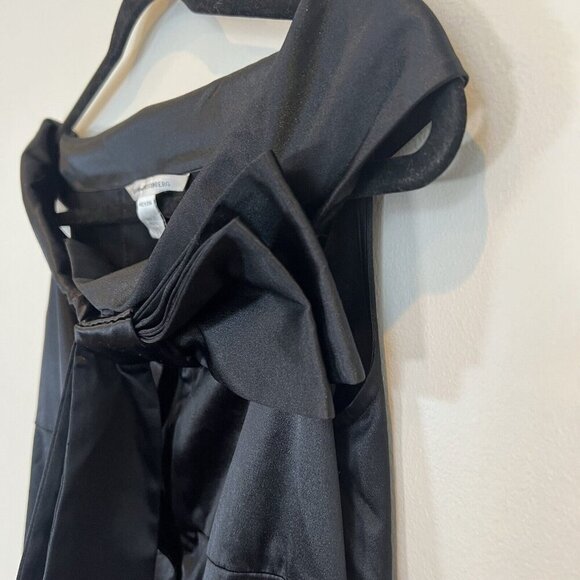 Diane von Furstenberg Black Satin Off Shoulder Cocktail Dress 2 - Picture 5 of 10
